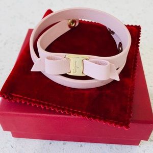 SALVATORE FERRAGAMO // pink leather wrap bracelet